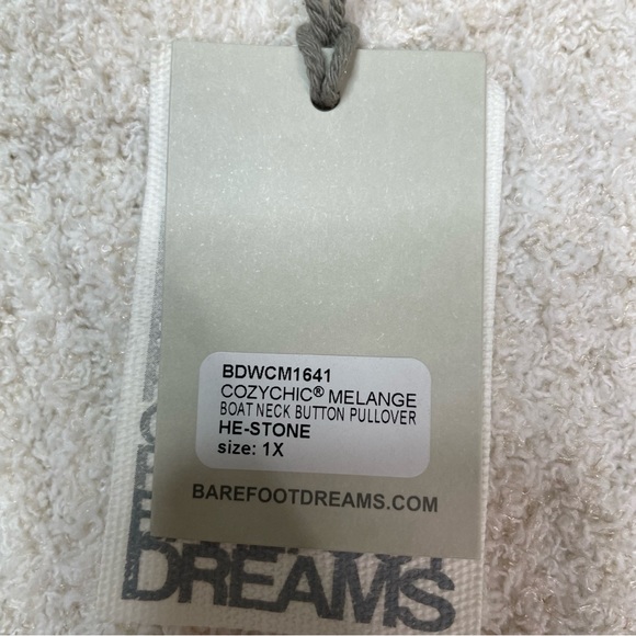 New Barefoot Dreams Cozychic Melange Boat Neck Button Pullover Size  1X - Picture 7 of 9